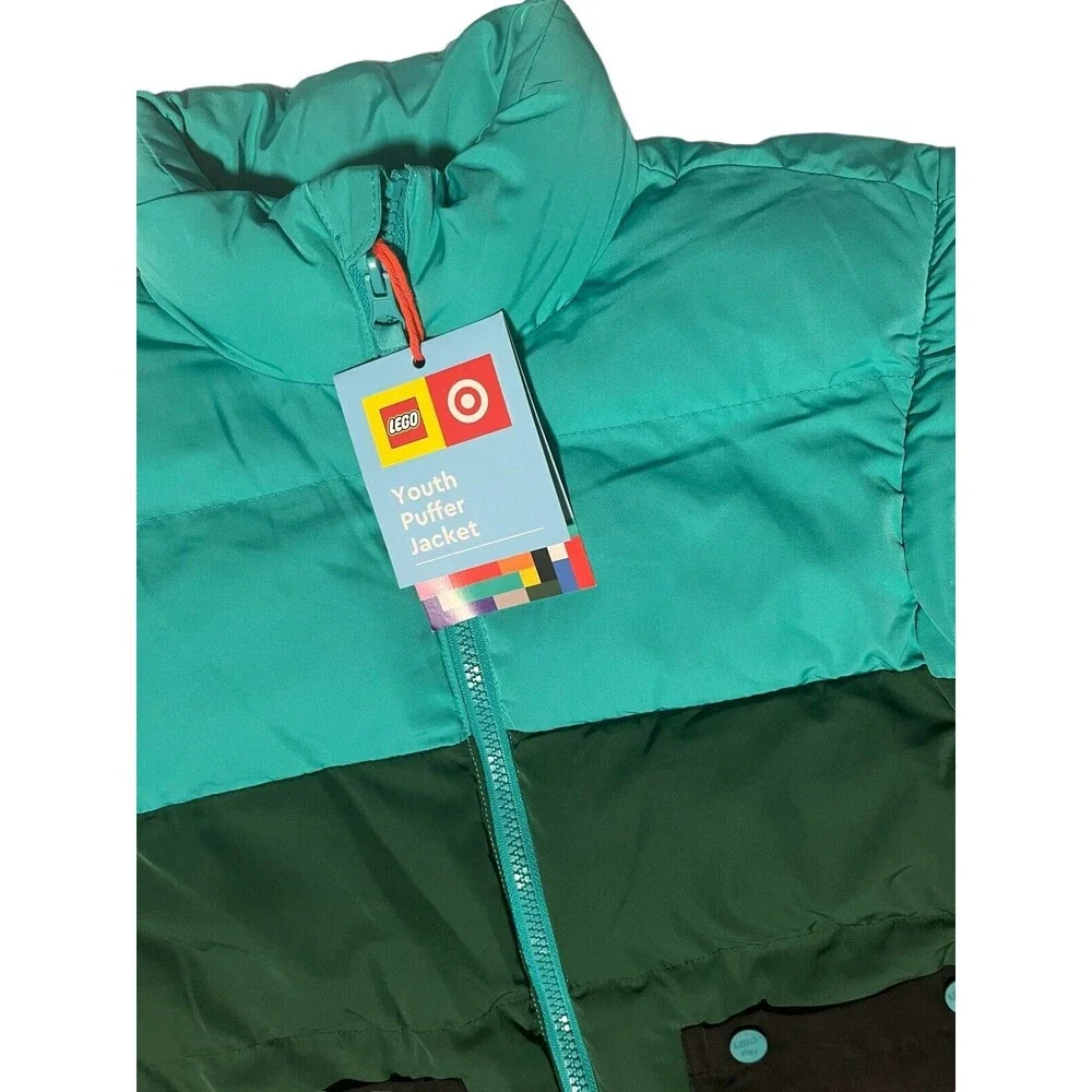 Lego Color Block Puffer Jacket Converts to  Vest Youth Green  Youth Small  NWT